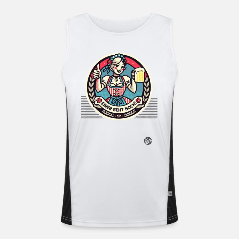 Einer geht noch, Daumen hoch Dirndl Mädel mit Bier Funktionelles Kontrast-Tank Top für Männer 