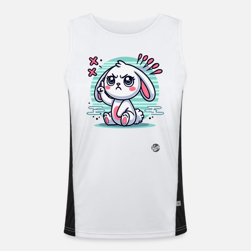 Mignon lapin blanc pointant le doigt Débardeur respirant contrasté Homme 