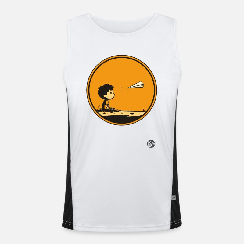 Der Junge und das Papierflugzeug Funktionelles Kontrast-Tank Top für Männer 