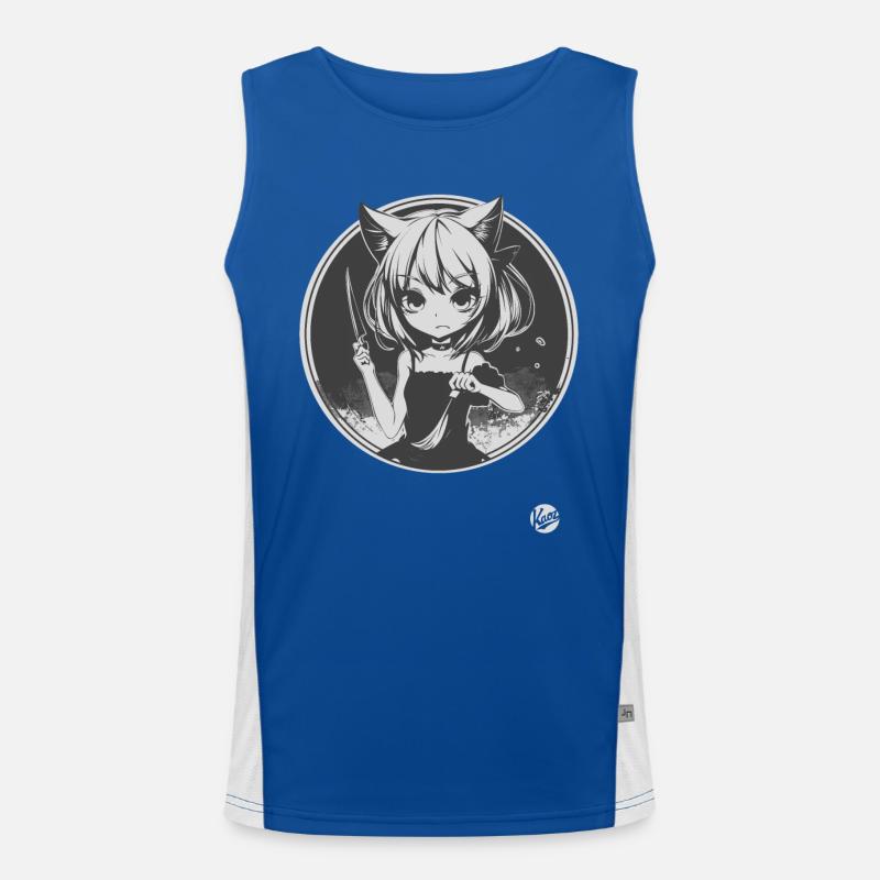 Katzen-Mädchen so ernst Funktionelles Kontrast-Tank Top für Männer 