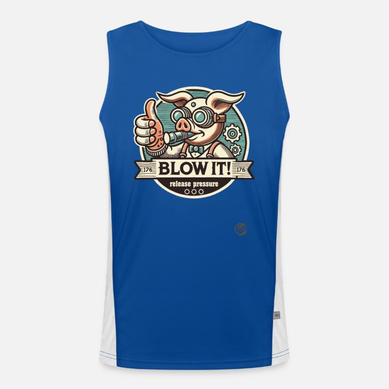 Steampunk Pig: Release the Pressure! Men's Functional Contrast Tank Top 