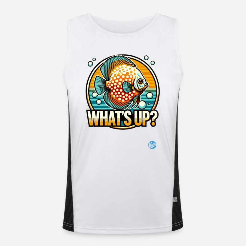 Aquarium Diskusfisch: Was geht ab? Funktionelles Kontrast-Tank Top für Männer 