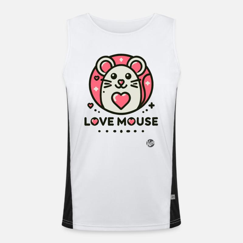 Mouse Love with Heart Men's Functional Contrast Tank Top 