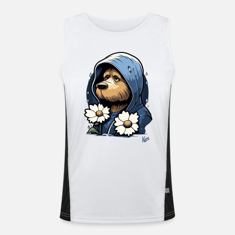 Chien triste avec des fleurs Débardeur respirant contrasté Homme 