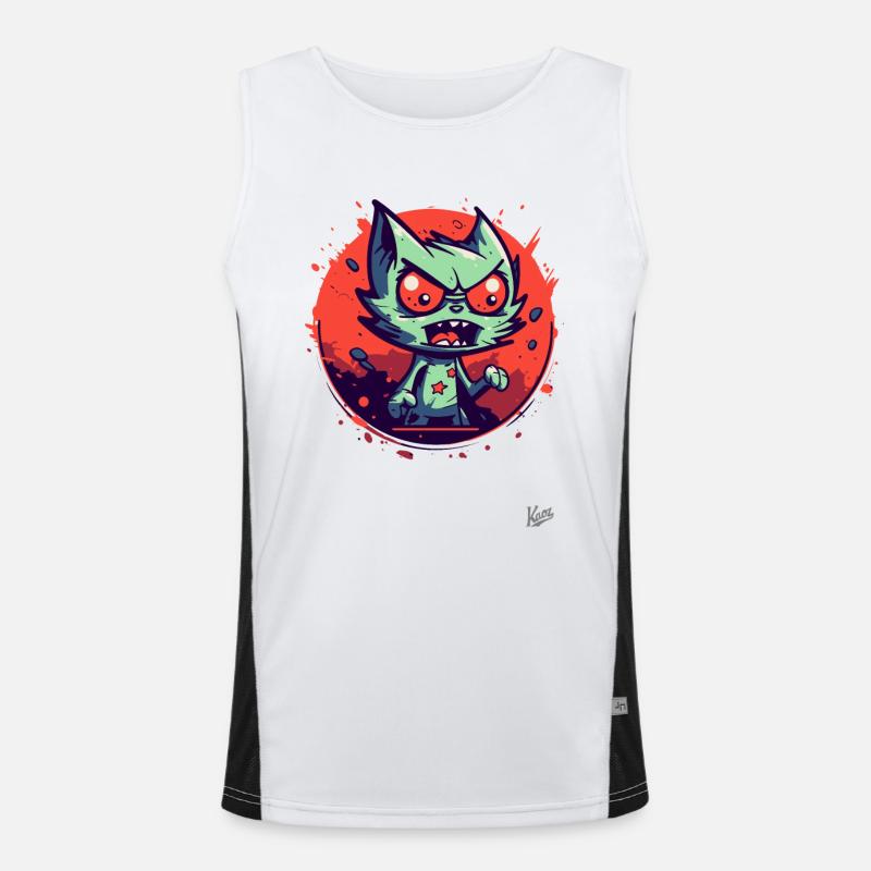 Crazy Funny Aggro Cat Men's Functional Contrast Tank Top 