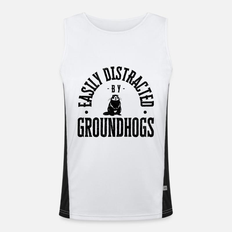 Easily distracted by groundhogs Funktionelles Kontrast-Tank Top für Männer 