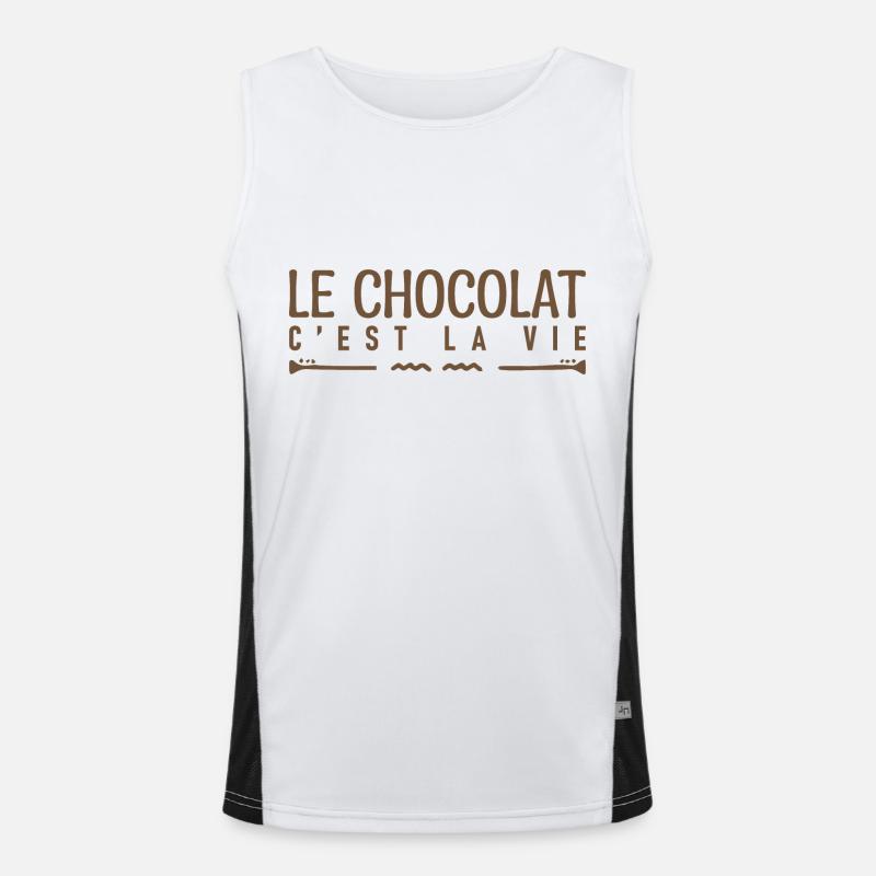 Le chocolat c'est la vie. j'aime le chocolat. Débardeur respirant contrasté Homme 