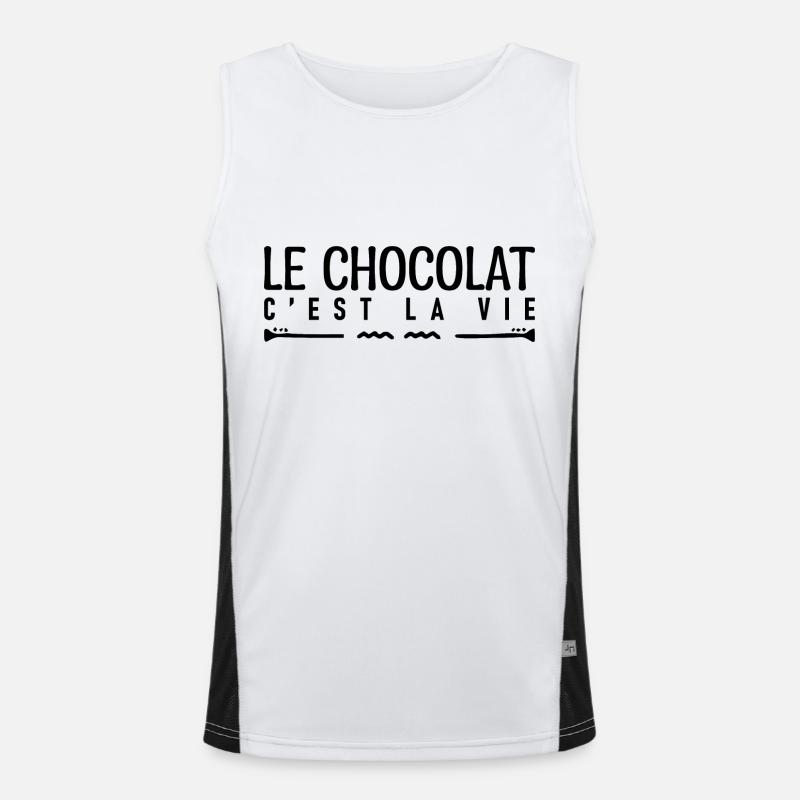 Le chocolat c'est la vie. j'aime le chocolat. Débardeur respirant contrasté Homme 