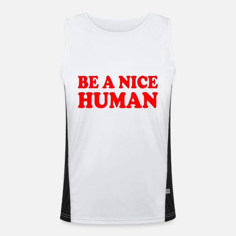 Be a nice human - Men's Functional Contrast Tank Top  - white/black