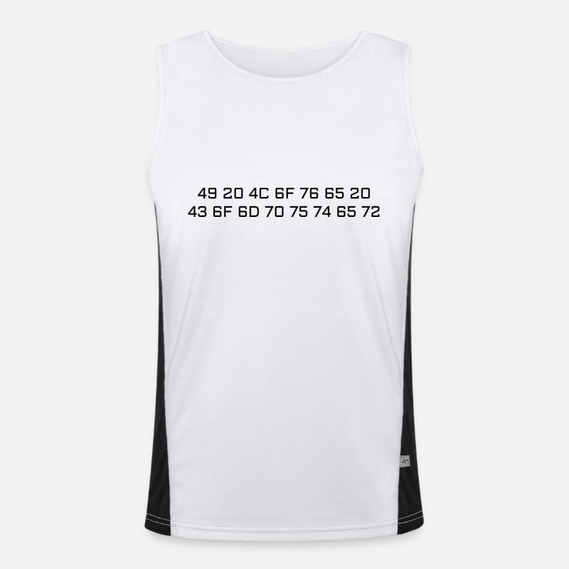 I Love Computer (ASCII HEX) Funktionelles Kontrast-Tank Top für Männer 