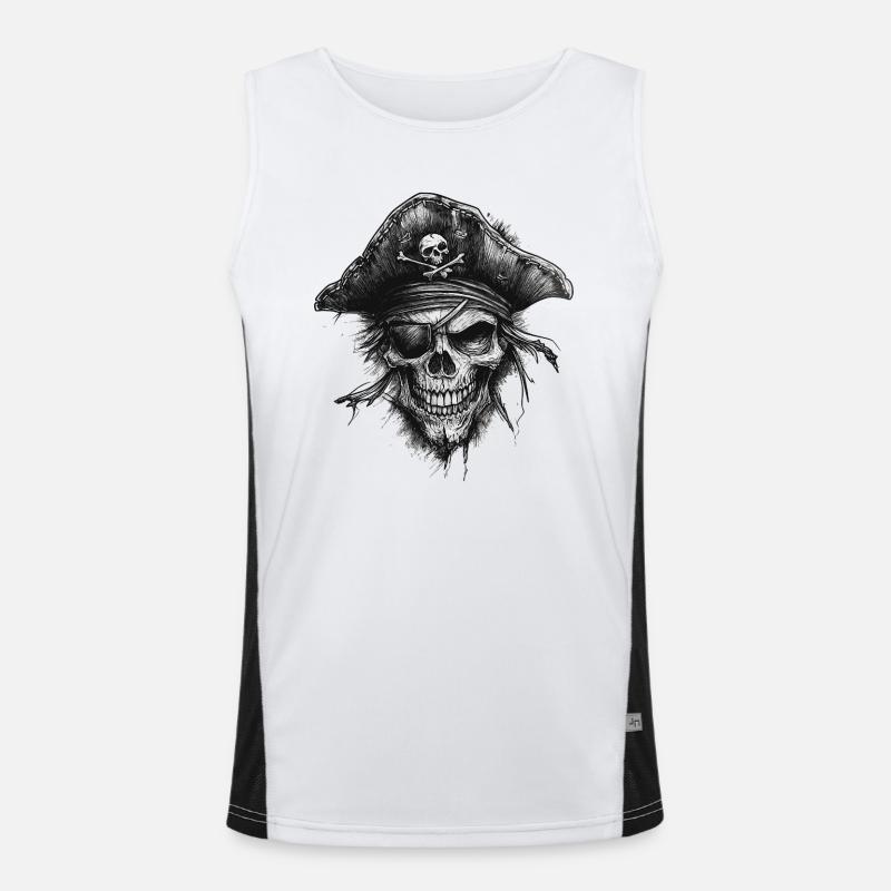 Piratenschädel Funktionelles Kontrast-Tank Top für Männer 