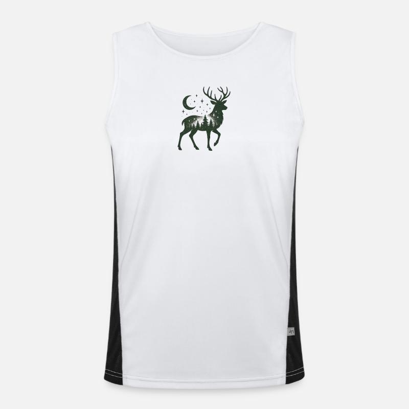 Sternenwald Hirsch Silhouette Funktionelles Kontrast-Tank Top für Männer 
