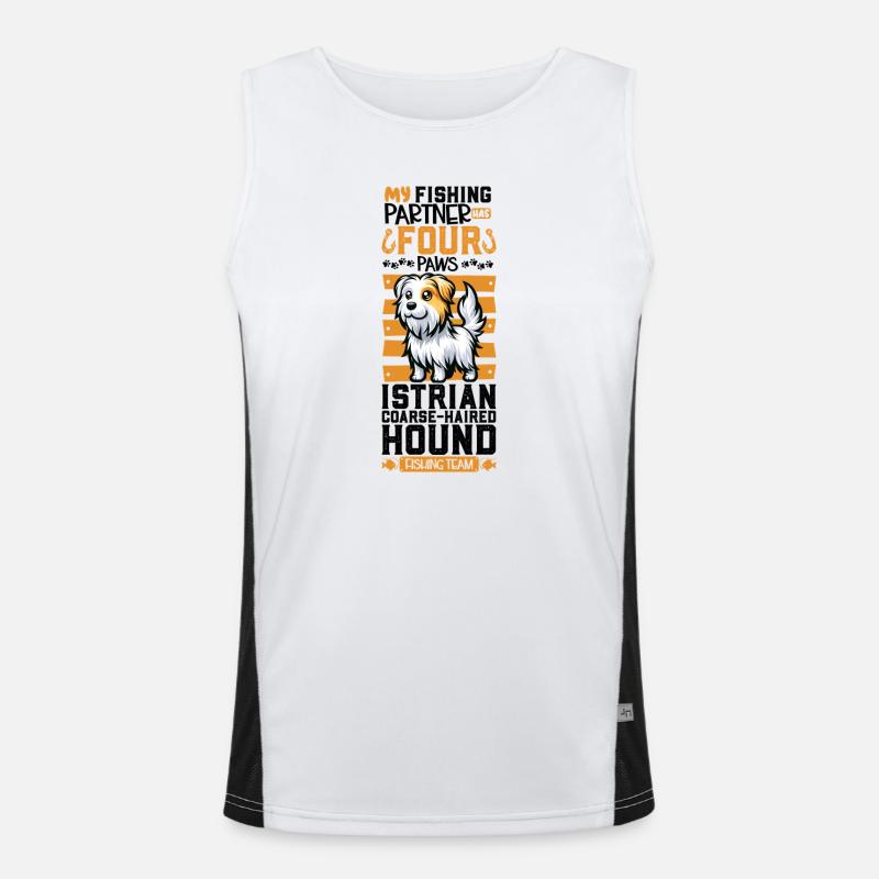 Fishing and Rough-haired Istrian Hound Men's Functional Contrast Tank Top 