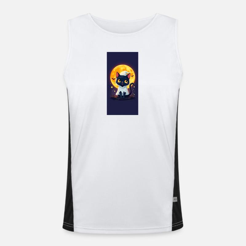 Moonlight Cat in Ghost Cloak - Men's Functional Contrast Tank Top  - white/black