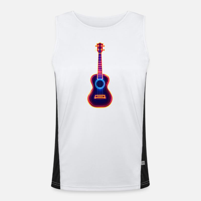 Retro Ukulele Synthwave - Men's Functional Contrast Tank Top  - white/black