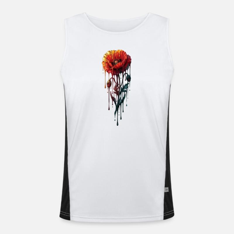 Mohnblume mit farbenfroher, tropfender Farbe Funktionelles Kontrast-Tank Top für Männer 