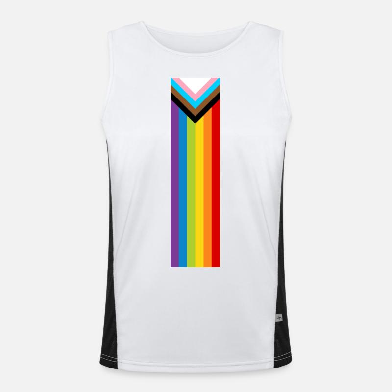 Drapeau de la fierté LGBTQ + Nouveau drapeau de progrès arc-en-ciel Débardeur respirant contrasté Homme 