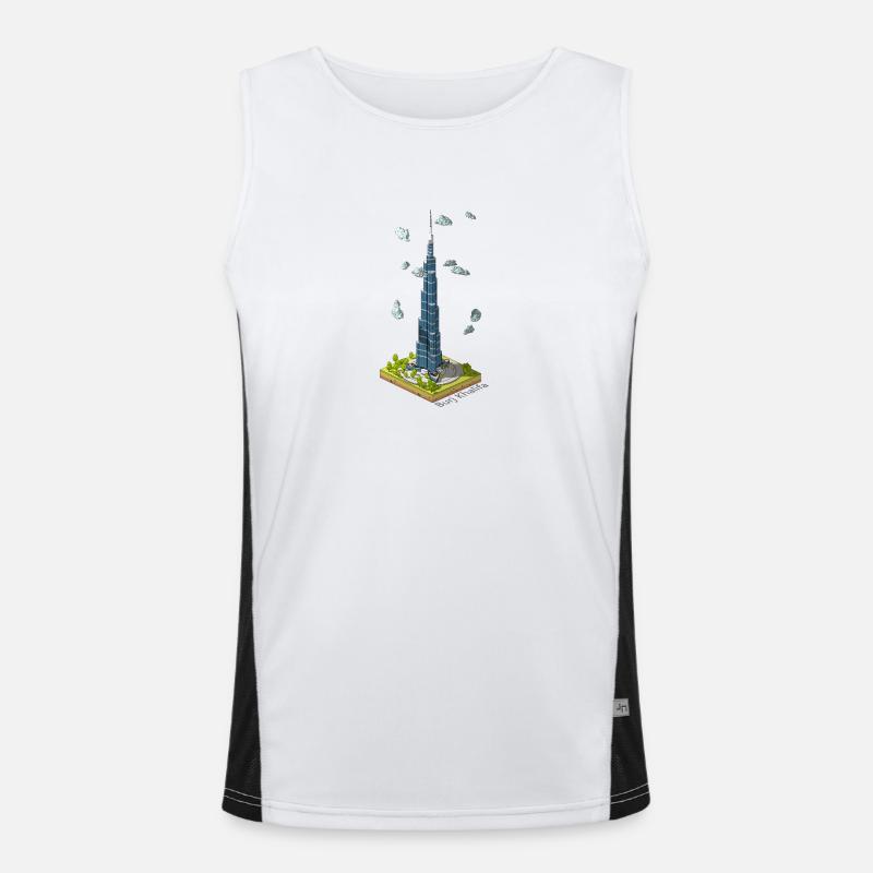 Geometric low poly Burj Khalifa Men's Functional Contrast Tank Top 
