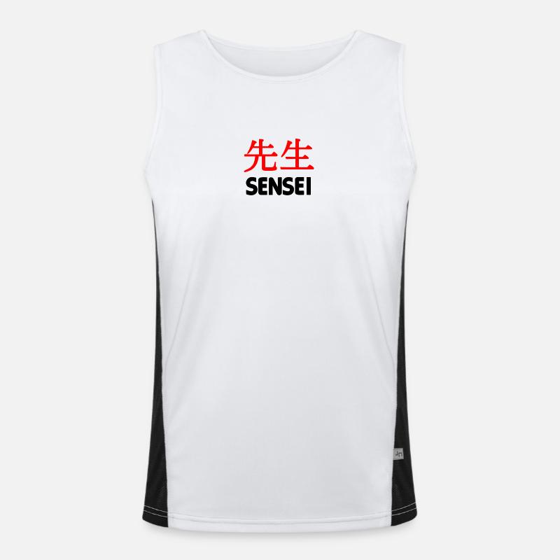 Lehrer oder Meister in Kanji-Schrift Text 'Sensei Funktionelles Kontrast-Tank Top für Männer 