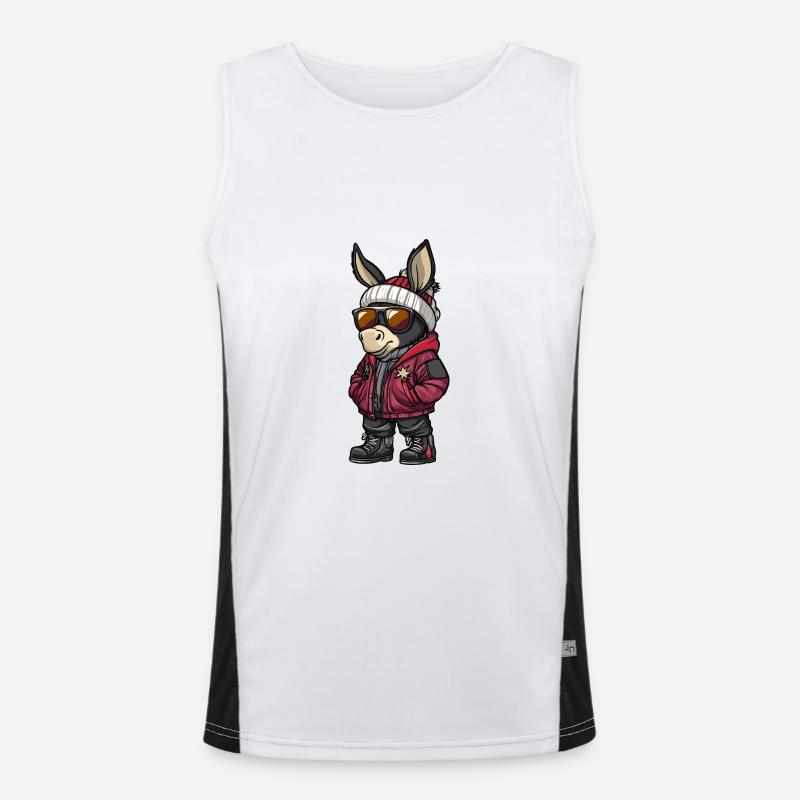 Donkey Cool Comic - Men's Functional Contrast Tank Top  - white/black