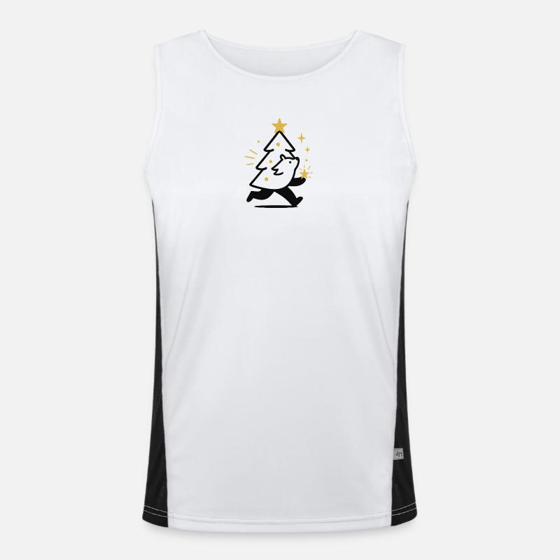 Christmas Wolf and Star Tree Men's Functional Contrast Tank Top 