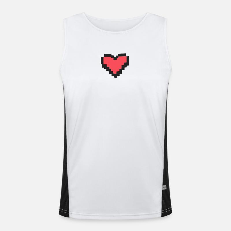 Cœur rouge pixel art rétro 8 bits Débardeur respirant contrasté Homme 