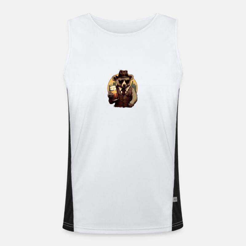 Cool koala with sunglasses, beer and hat Men's Functional Contrast Tank Top 