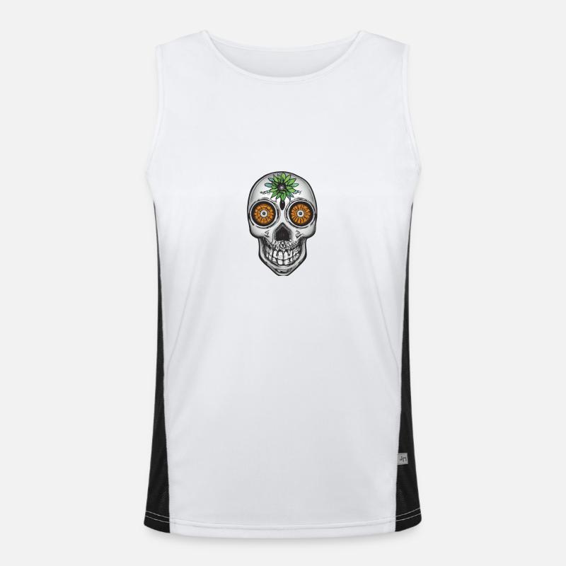 Crâne de style mexicain, Día de Muertos Débardeur respirant contrasté Homme 
