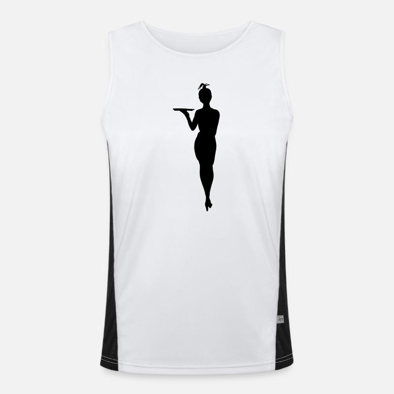 Challenging waitress with tray shadow figure - Men's Functional Contrast Tank Top  - white/black