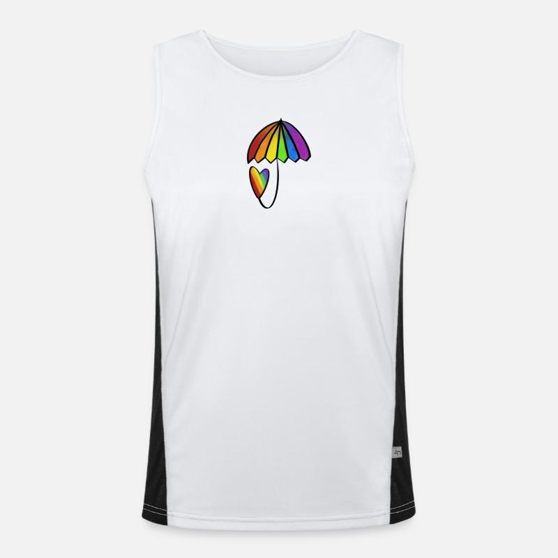 Regenbogen Herz mit Schirm Funktionelles Kontrast-Tank Top für Männer 