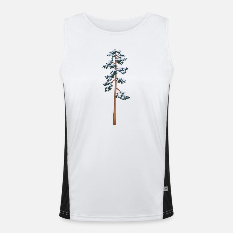 hoher Baum mit Schnee Funktionelles Kontrast-Tank Top für Männer 