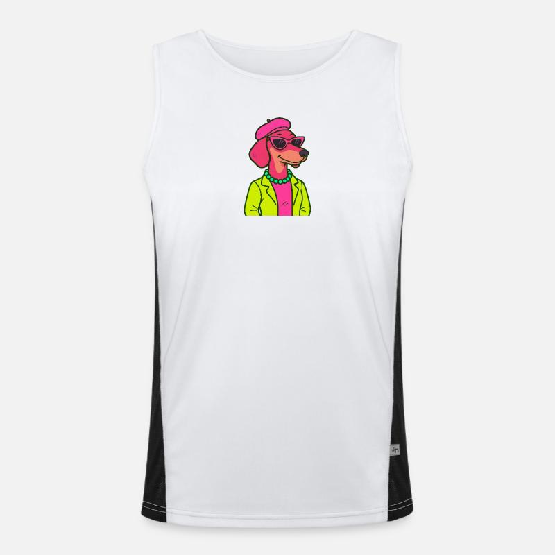 Neon Dackel Dame Funktionelles Kontrast-Tank Top für Männer 