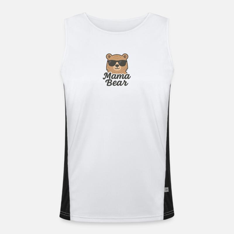 Mama Bär Dunkle Brille Funktionelles Kontrast-Tank Top für Männer 