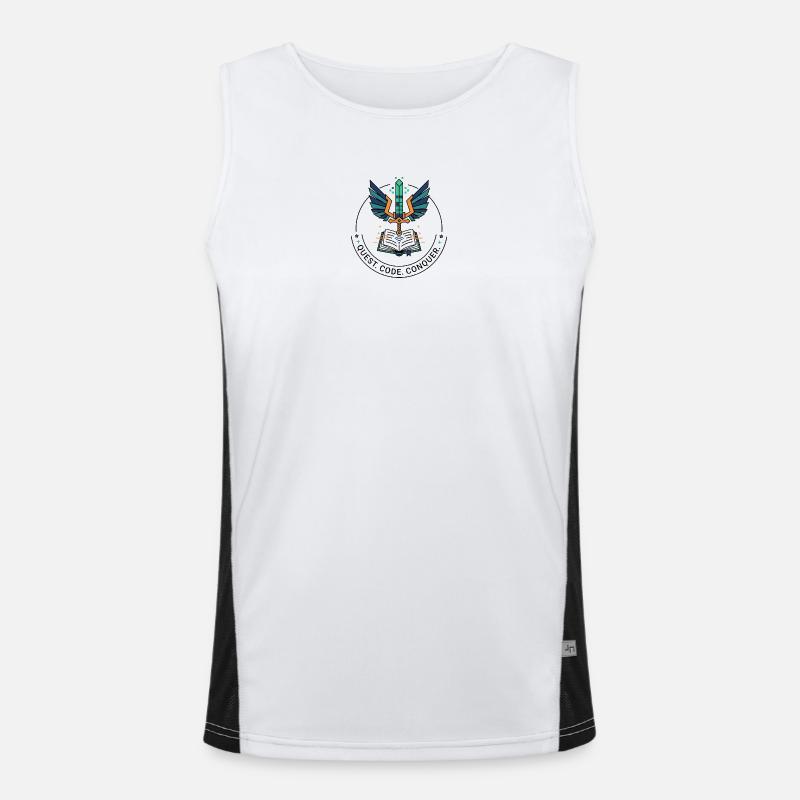 Quest. Code. Conquer Emblem Men's Functional Contrast Tank Top 