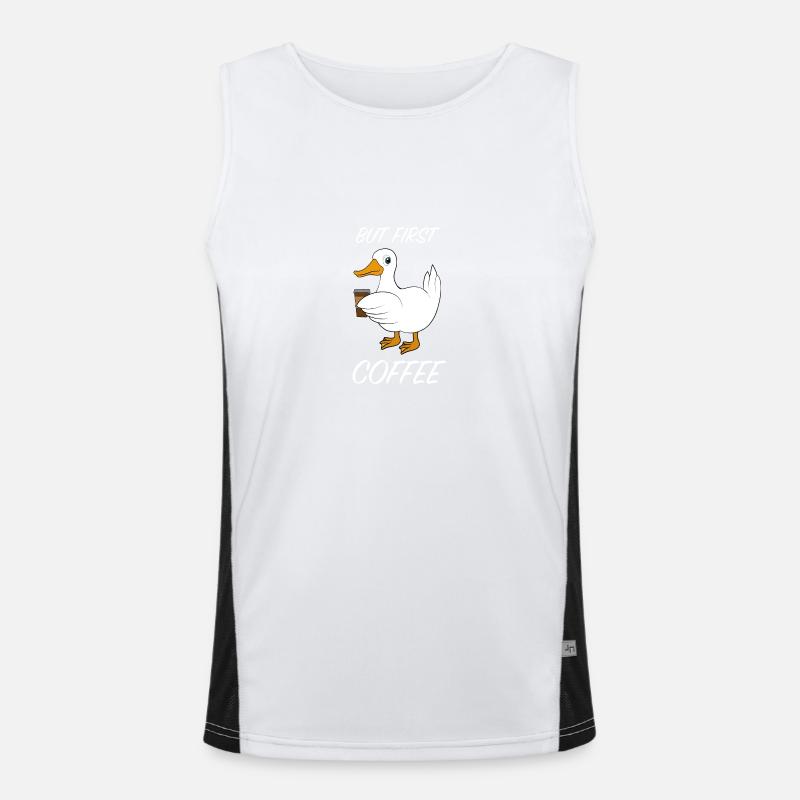 Duck coffee saying - Men's Functional Contrast Tank Top  - white/black