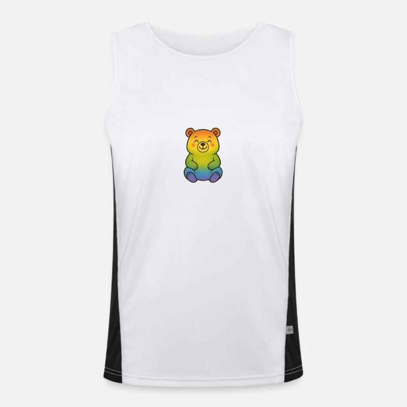 cute rainbow bear Men's Functional Contrast Tank Top 