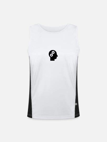 Clever und Nachdenken - Funktionelles Kontrast-Tank Top für Männer  - Weiß/Schwarz - Vorne