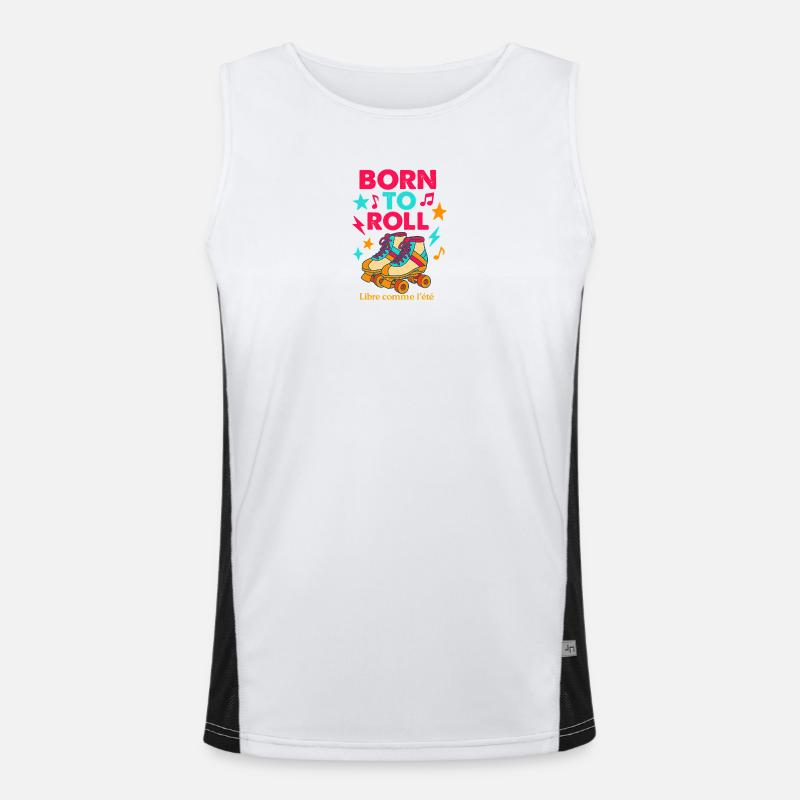 Skateboard and retro musical pattern Men's Functional Contrast Tank Top 