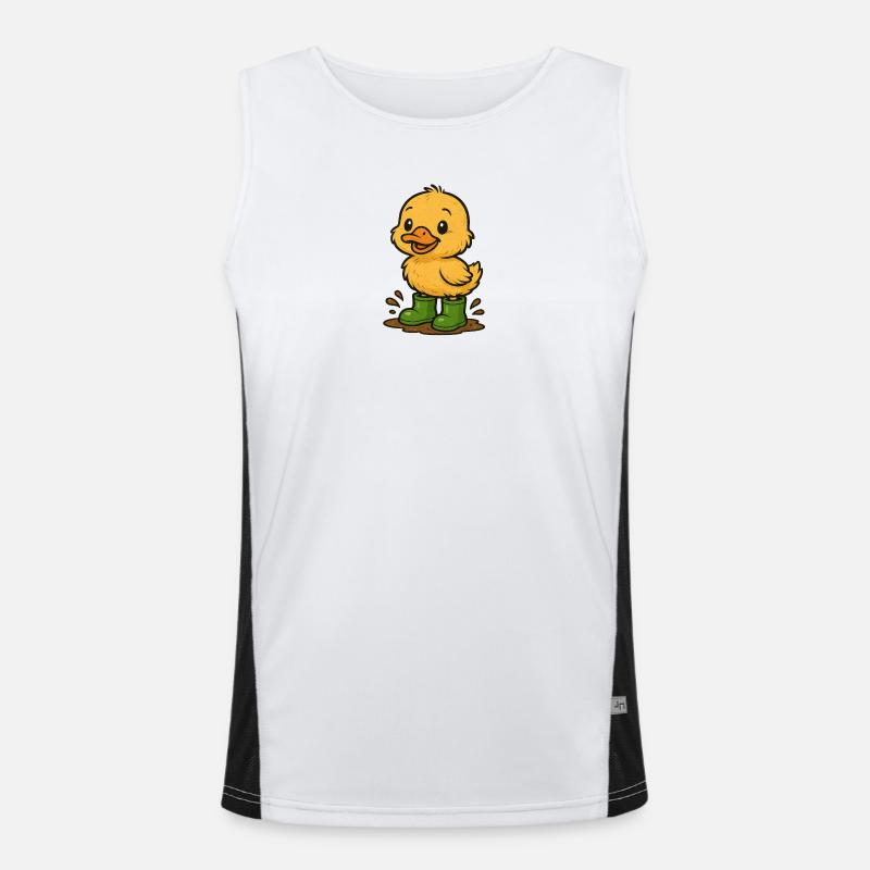 Cute duckling with rubber boots Men's Functional Contrast Tank Top 