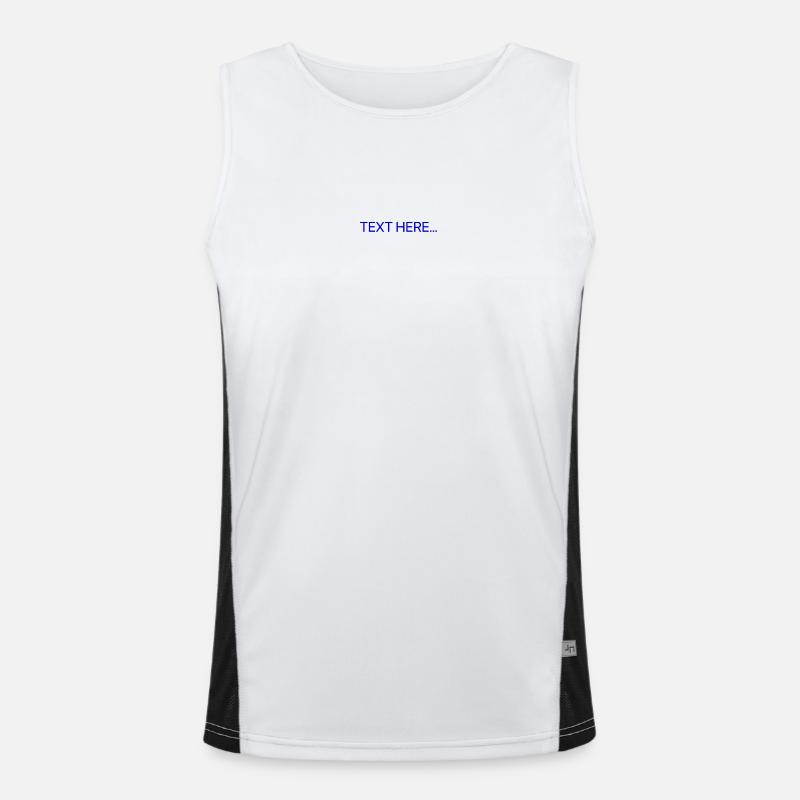 Plain Text Blue Text Print - Men's Functional Contrast Tank Top  - white/black