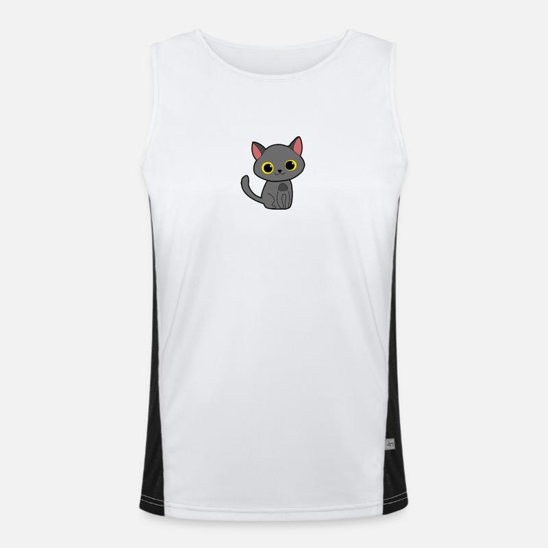 Kitty with yellow eyes Men's Functional Contrast Tank Top 