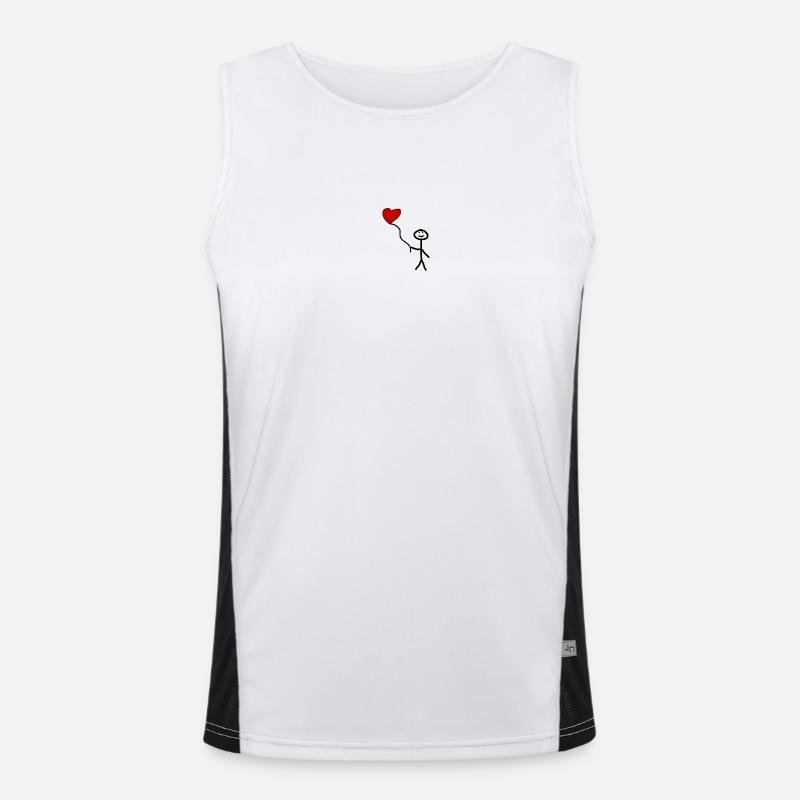 Strichfigur mit Herz Luftballon Funktionelles Kontrast-Tank Top für Männer 