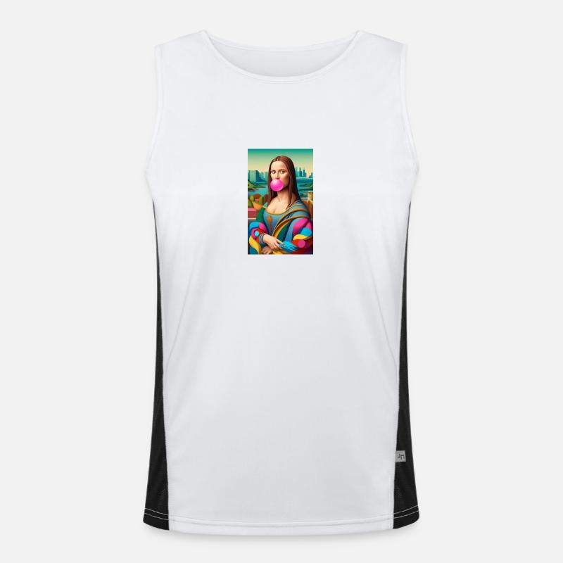 Mona lisa as a model 80s style with bubble gum Débardeur respirant contrasté Homme 