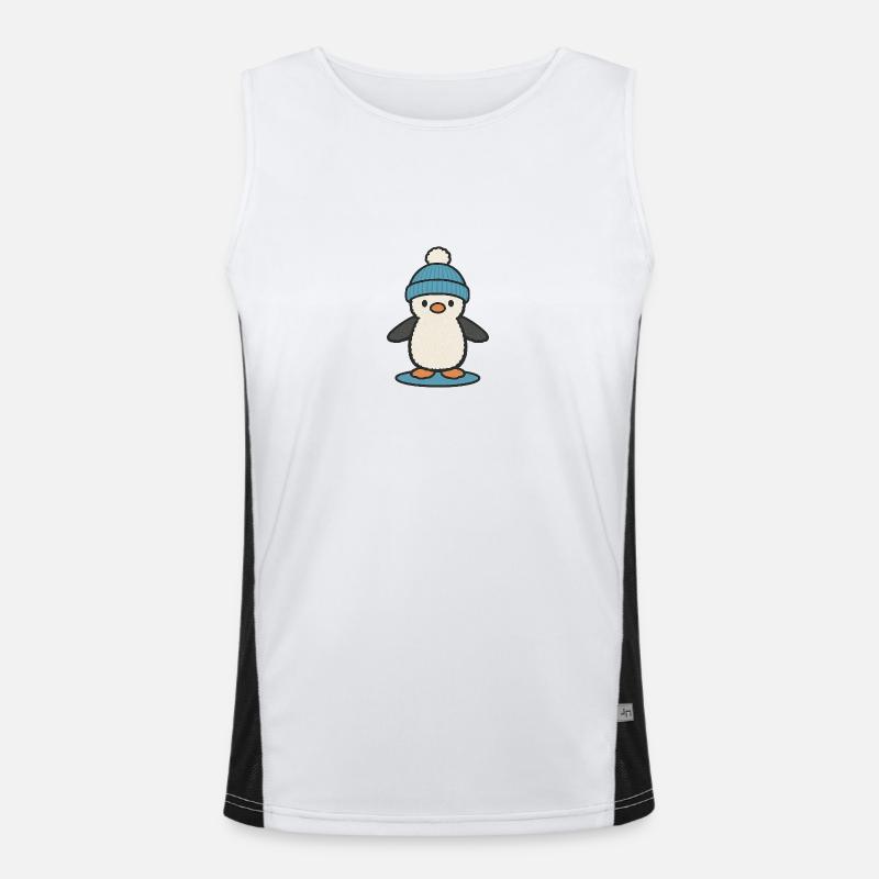 Pingouin d’hiver avec capuchon bleu – mignon Débardeur respirant contrasté Homme 