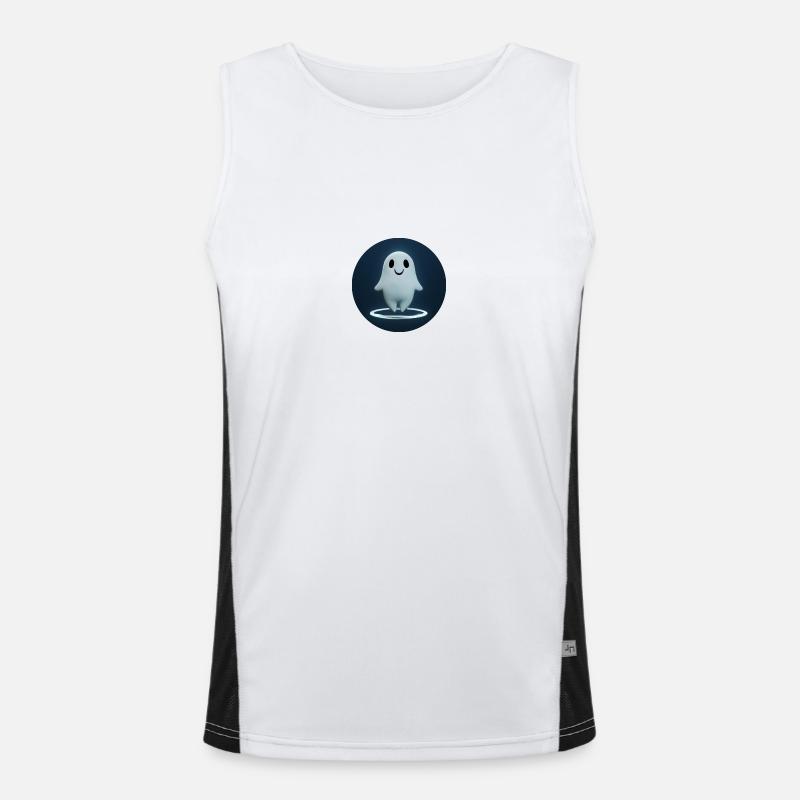 Little ghost levitating in space Men's Functional Contrast Tank Top 