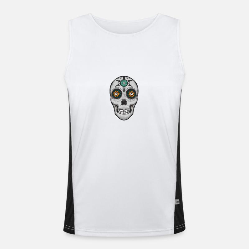 Crâne de style mexicain, Día de Muertos Débardeur respirant contrasté Homme 