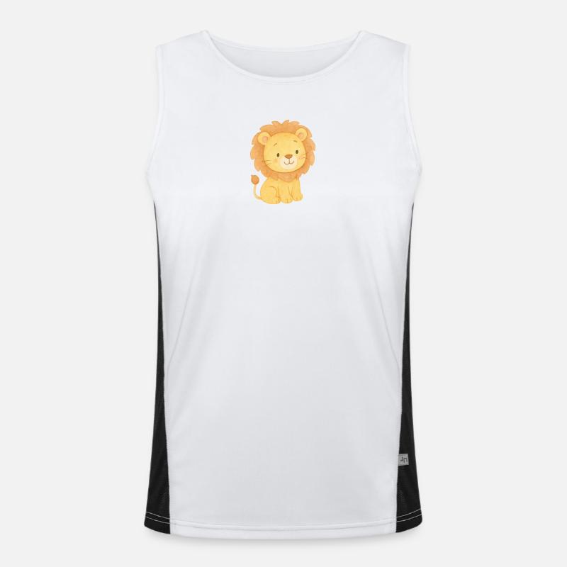 Mignon petit lion à l’aquarelle Débardeur respirant contrasté Homme