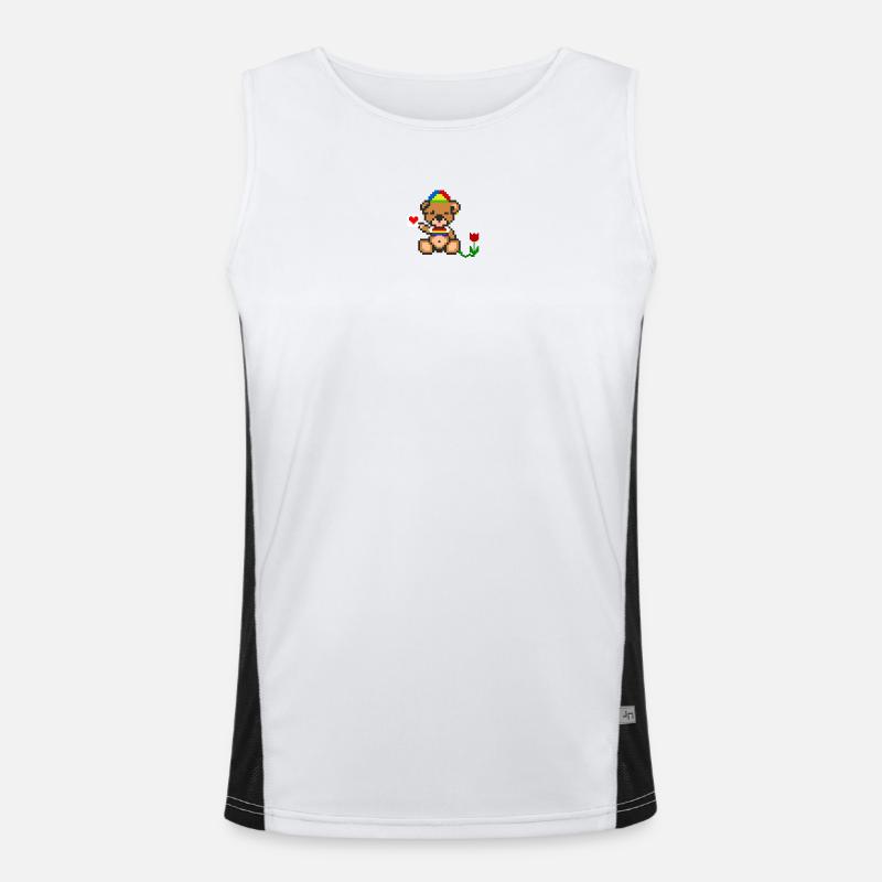 Pixel MiniBear Pride - Men's Functional Contrast Tank Top  - white/black