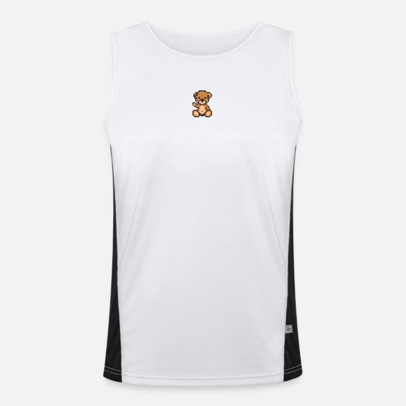 Pixel MiniTeddy Bear - Men's Functional Contrast Tank Top  - white/black