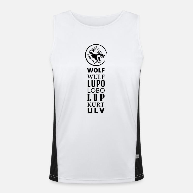 GOWILD Wolf Design in 7 Sprachen Funktionelles Kontrast-Tank Top für Männer 
